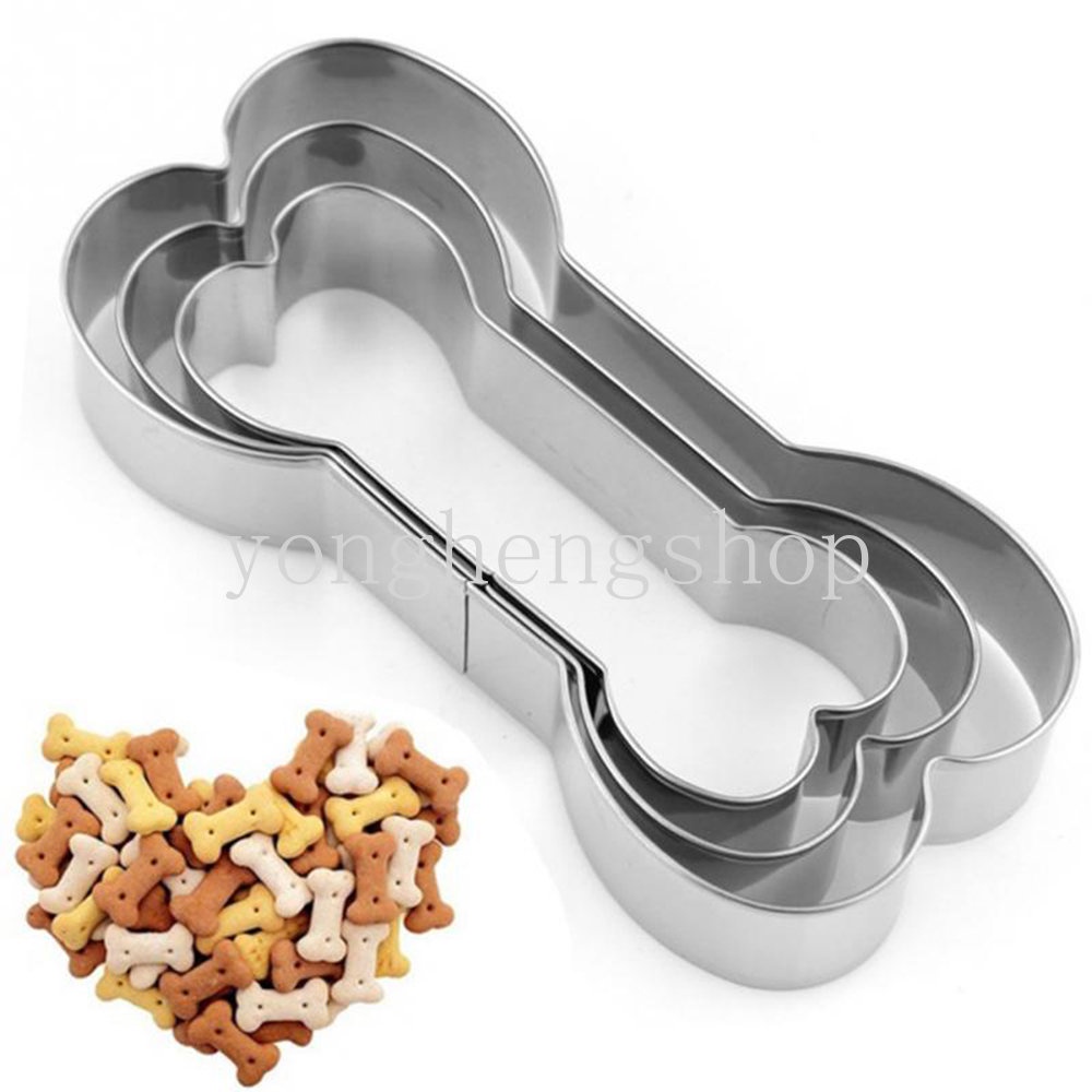 3 Pcs/set Cetakan Biskuit Bentuk Tulang Anjing Stainless Steel Cookie Cutter Kue Dekorasi Alat Dapur DIY Pastry Baking Mold