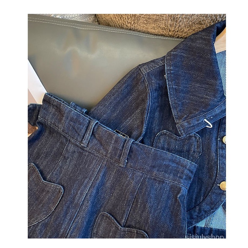 #Sisjuly# Setelan denim gaya dupa kecil wanita setelan dua potong kasual baru