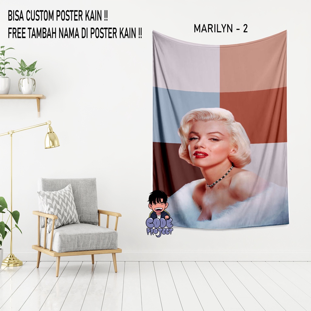 POSTER KAIN MARILYN MONROE - dekorasi dinding kamar poster kain - hiasan dinding - pajangan dinding 