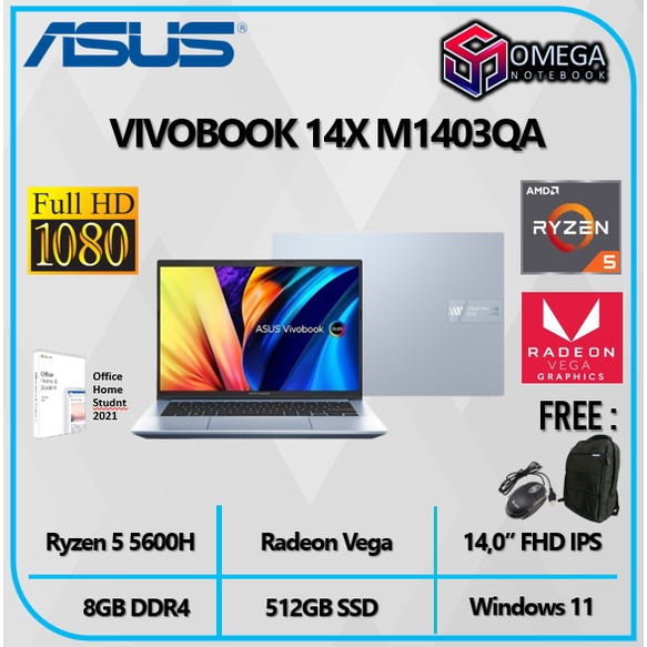 ASUS Vivobook 14X M1403QA Ryzen 7 5800H 16GB 512GB VEGA 7 Windows 11 + OHS 14,0 WUXGA IPS