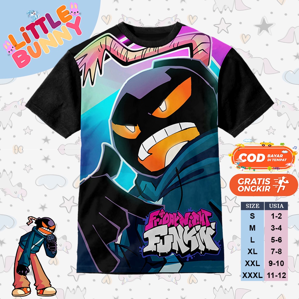 KAOS ANAK KARAKTER 3D WHITTY FNF FUNKIN ART 14 BAJU KAOS ANAK FNF - LITTLE BUNNY