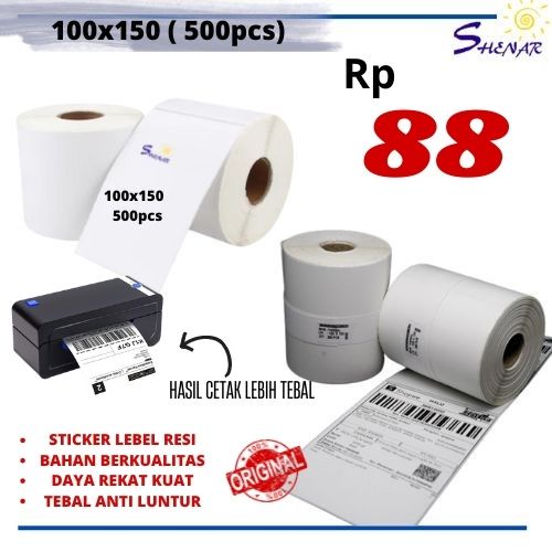 

MURAH MERIAH DISKON (LEBIH TEBAL) KERTAS THERMAL LABEL 100x150 500 ROLL Paper Roll Printer Praktis