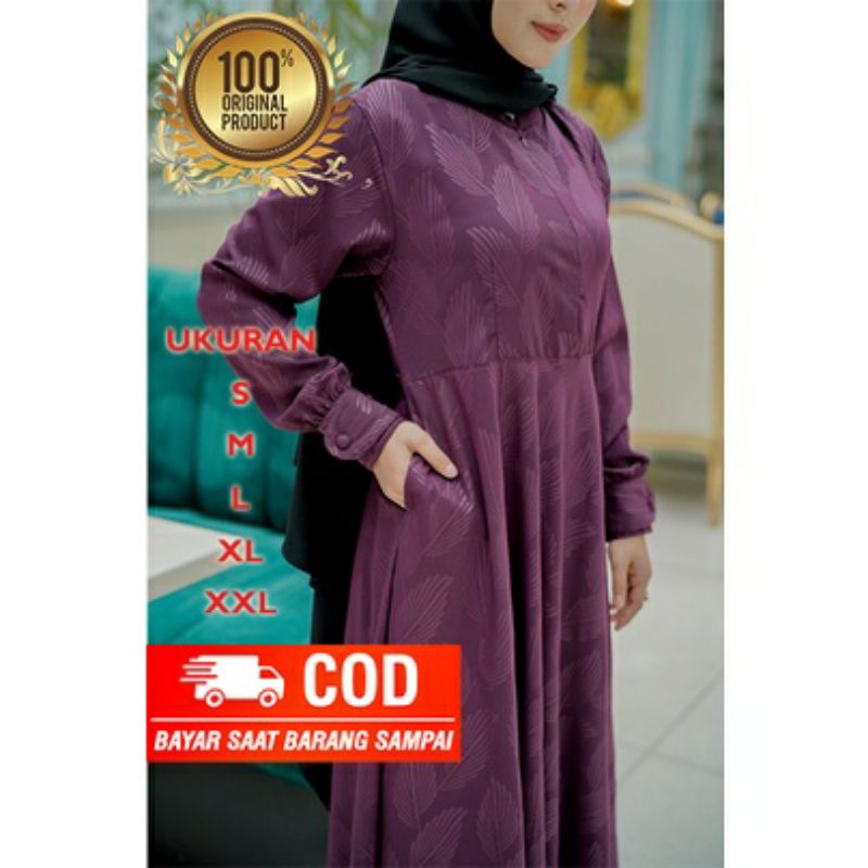 GAMIS SYAR'I HERMOSA EMBOS MOTIF DAUN UNGU GAMIS HERMOSA GAMIS JUMBO GAMIS EMBOS WOLPICE