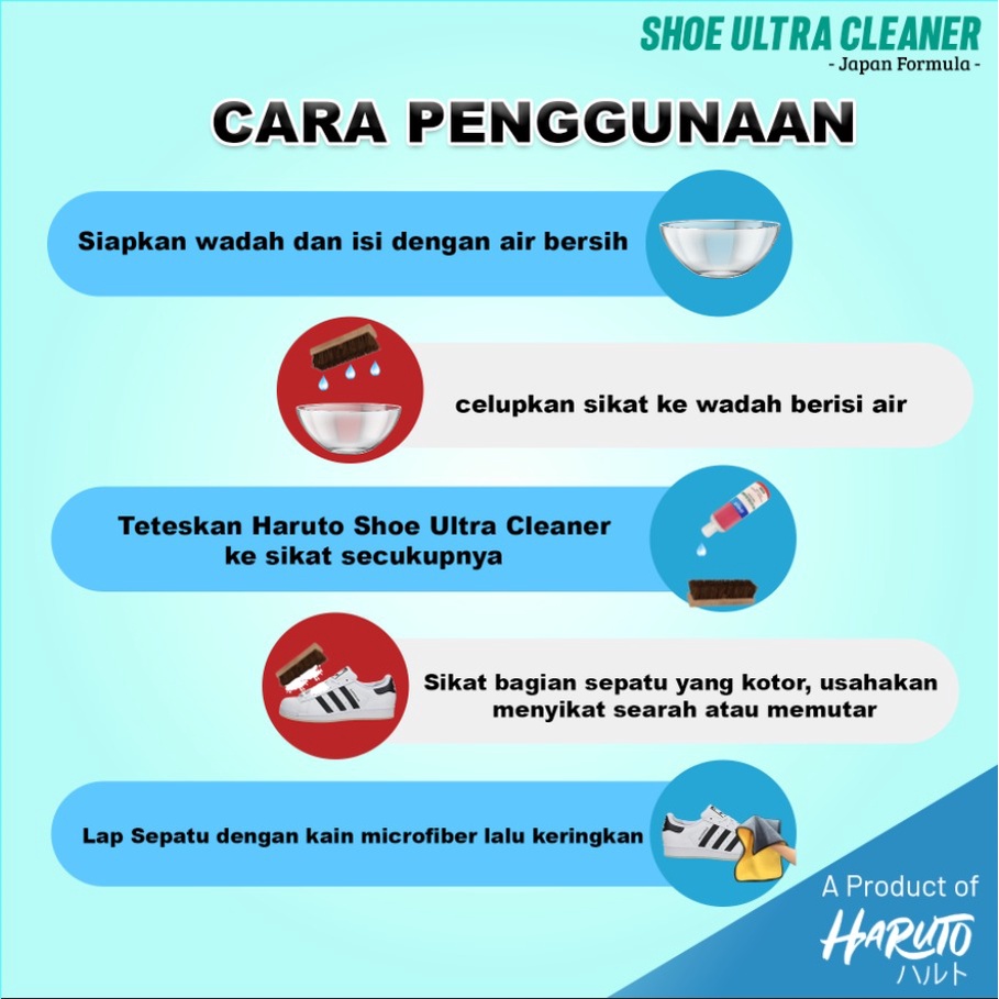 Pembersih sepatu Haruto shoe ultra cleaner sabun pembersih untuk sepatu,tas,jaket dan topi