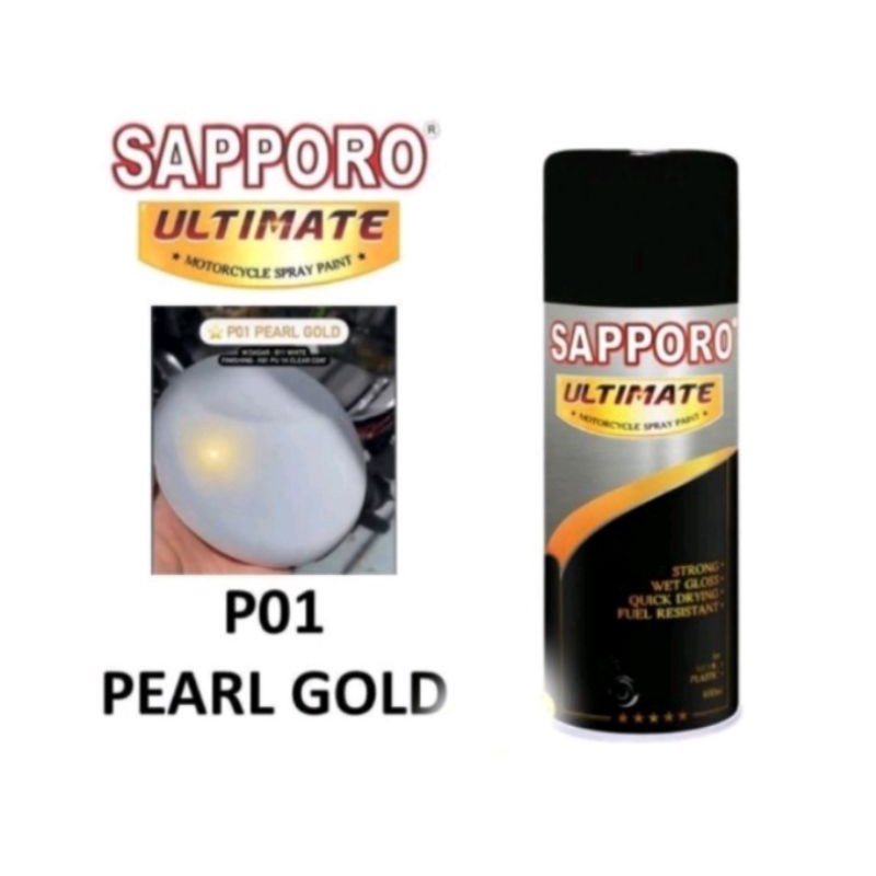 Saporo Sapporo Ultimate P01 Pearl Gold 400ml Lembayung Putih Emas P 01 Cat Semprot Spray Paint Motor