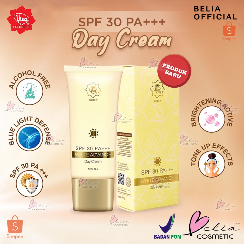 ❤ BELIA ❤ VIVA QUEEN Multiactive White Advance Day Cream SPF 30 PA+++ 30g | Krim Siang Vit C (✔BPOM)