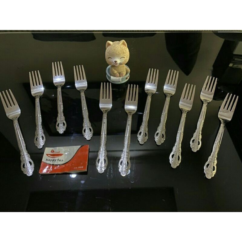 Garpu makan stainless steel motif wayang - isi 12 Pcs