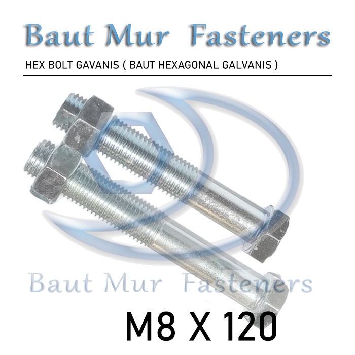 Baut Mur M8 x 120MM / BMP M8 x 120MM Galvanis / BMP M8 x 120MM