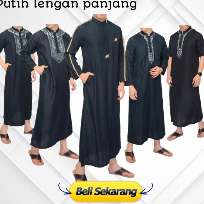 Baju Jubah Gamis Muslim Pria Dewasa Arab Pria Bordir