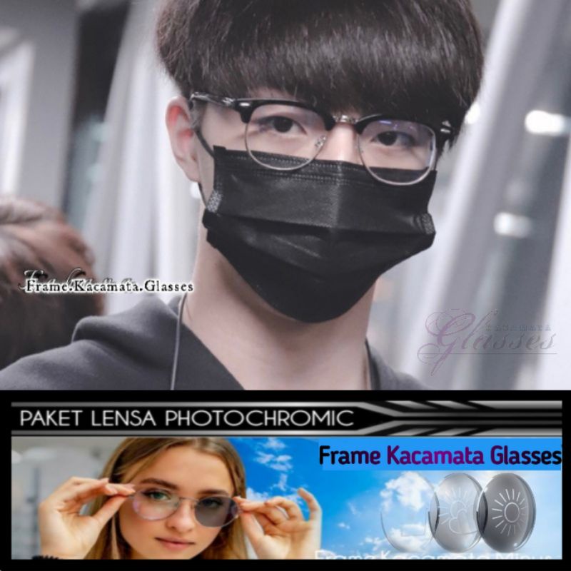 Frame 8004 Paket Lensa Photocromic kacamata minus trendy pria wanita 8004.