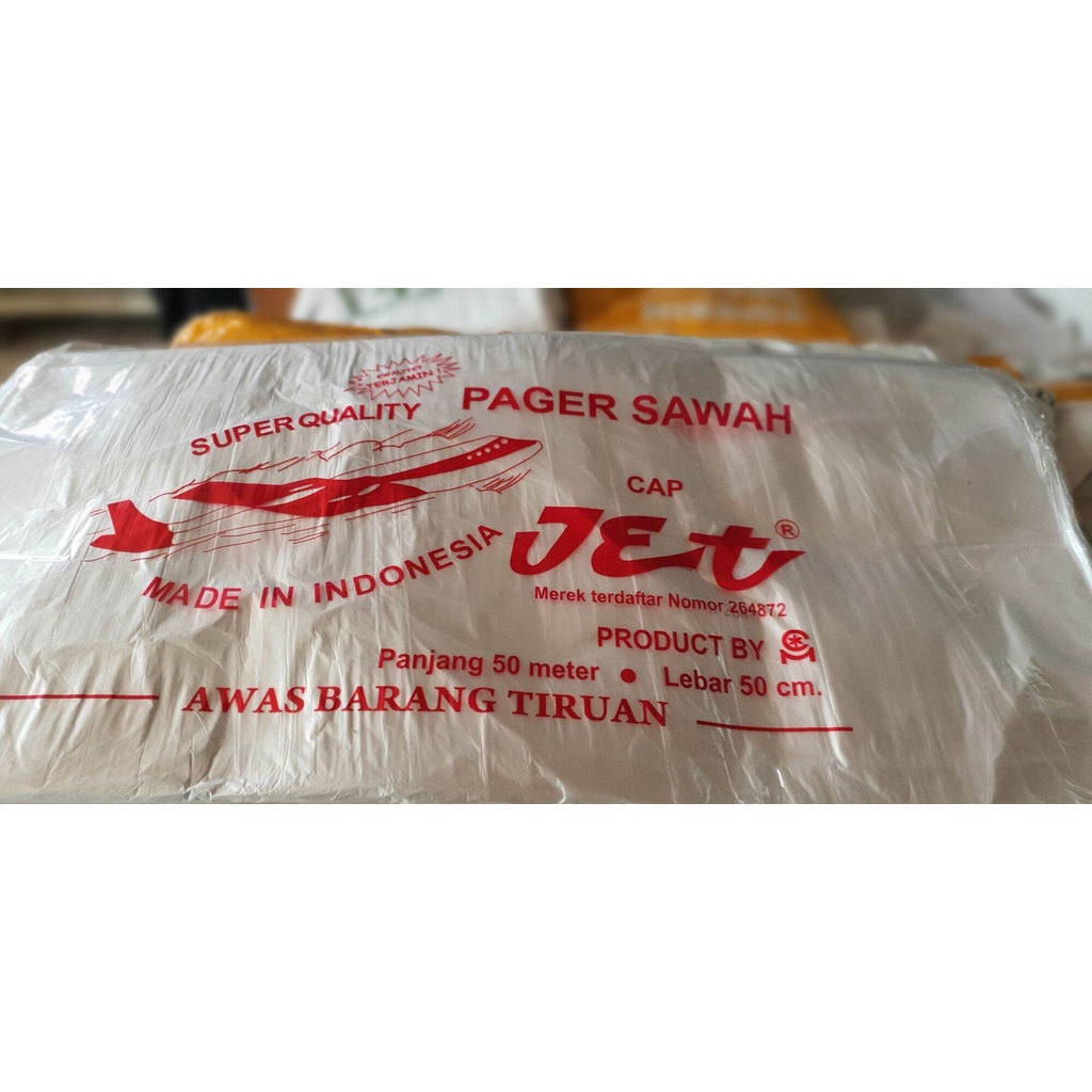 plastik pager sawah asli cap JET panjang - + 50 meter plastik pagar tanaman
