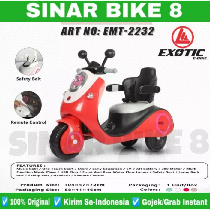 Motoran Aki Mainan Anak Exotic EMT-2232 // EXOTIC EMT 2242 Vespa // dan PMB AMORE M 338