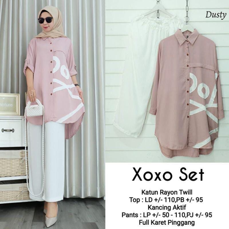 XOXO SET / SET BAJU KATUN RAYON / BAJU SETELAN KASUAL / BAJU TERMURAH