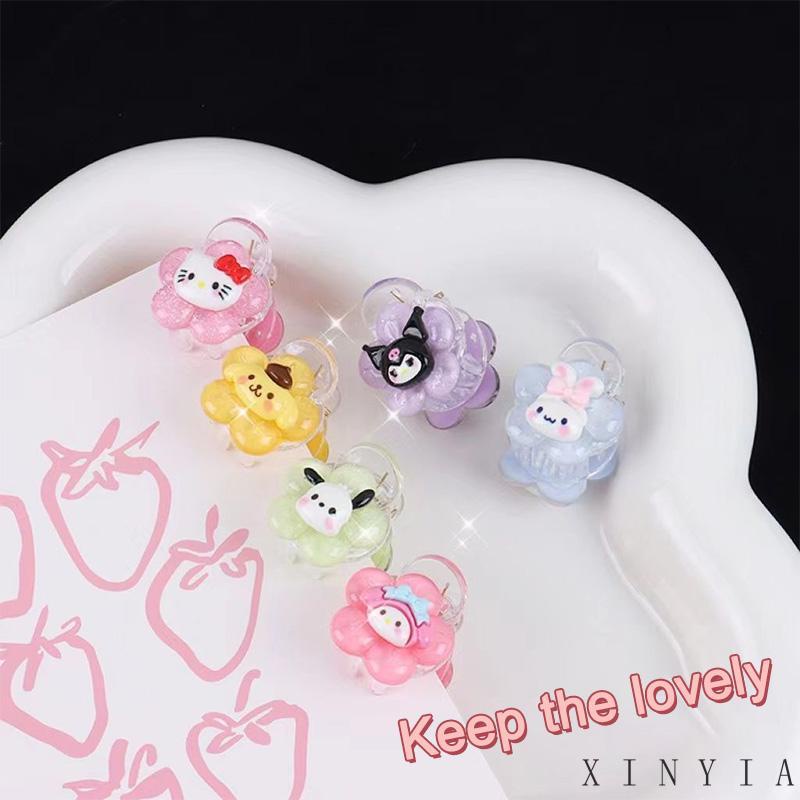 【Bayar di tempat】Cinnamoroll Kuromi Remaja Mahasiswa Kartun Manis Jepit Rambut Transparan Bunga