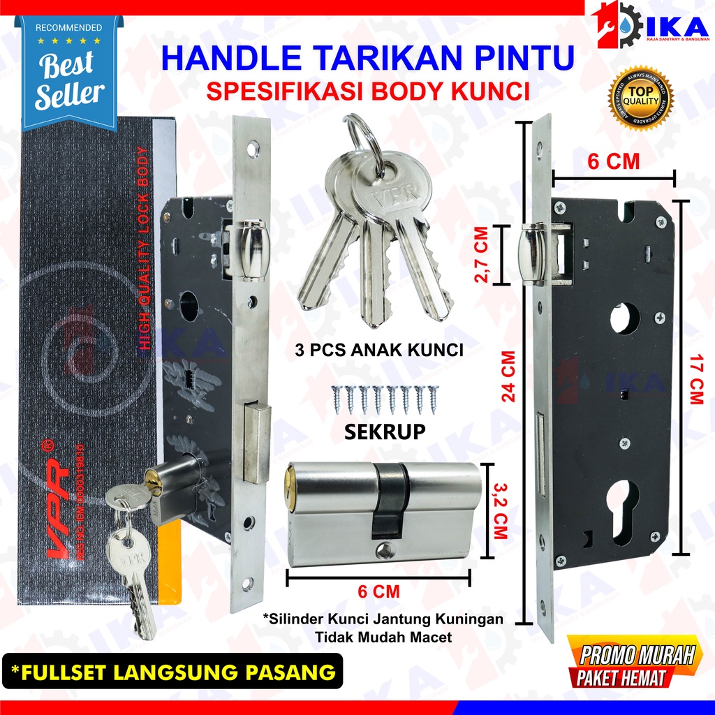 PAKET TARIKAN PINTU SISIK NAGA 1set body kunci komplit + Tarikan 2pcs / 1 pasang mewah elegan murah