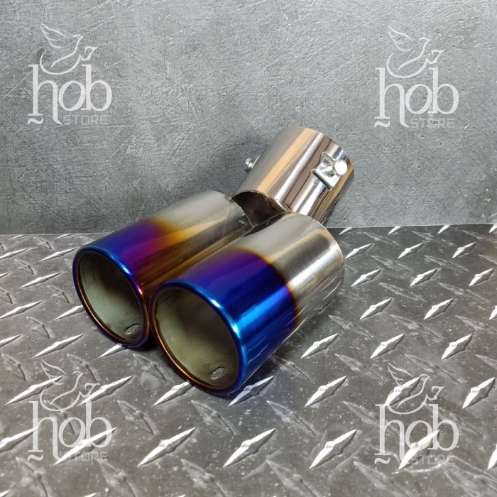 Knalpot Muffler Double Knalpot Dobel Bundar Stainless Steel Chrome Untuk Mobil
