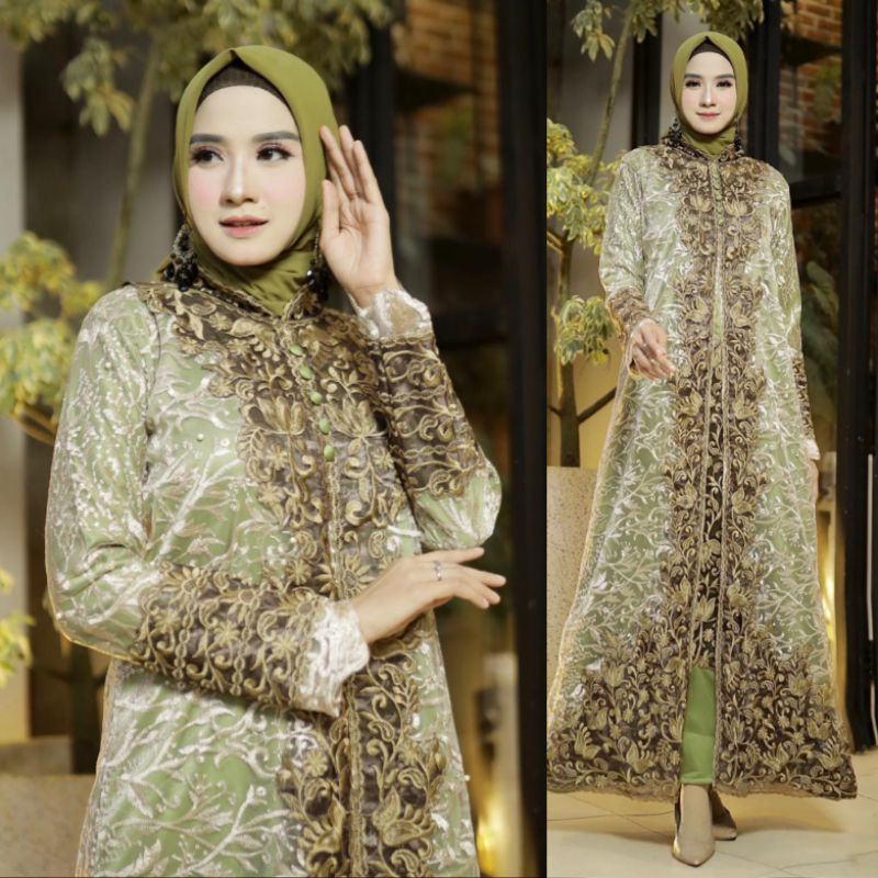 GAMIS KHARISMA // BAHAN TILLE BORDIR MUTIARA MIX SATIN VELVET // BAJU PESTA // BAJU WISUDA // KEBAYA MODERN // By Pelangi Jaya