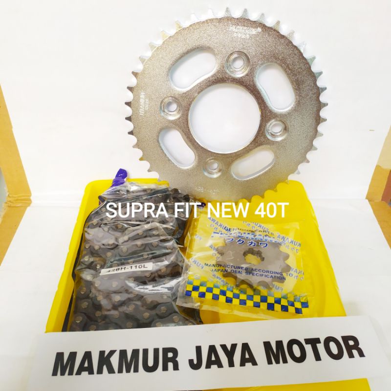 GIR SET SUPRA FIT NEW UKURAN 40T 14T FUKUKAWA GIR PAKET GIR DEPAN BELAKANG GIR MOTOR
