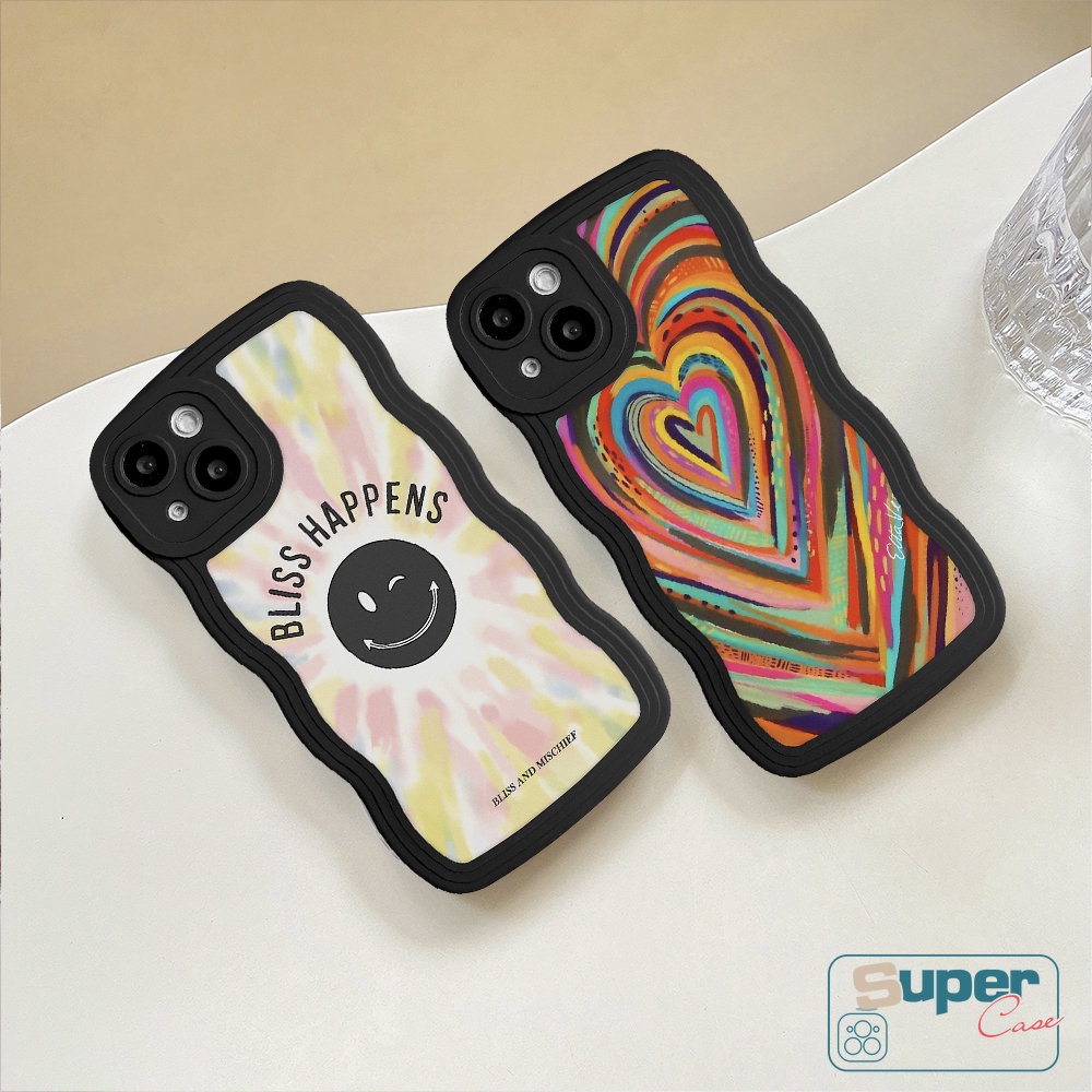 Soft Case TPU Motif Hati Smiley Warna Gradasi Pelangi Untuk iPhone 11 14 12 13 Pro Max XR 6 6s 7 8 Plus 14 Plus X XS Max SE 2020