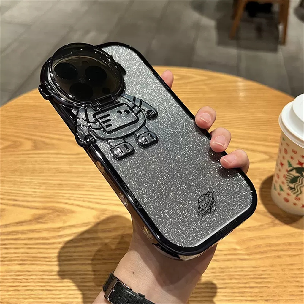 IPHONE Bracket NASA Kreatif Untuk case Iphone14 Pro Max14Plus case Iphone13 12 Pro Max11 XR Casing Pelindung Lensa Kamera Tertutup Penuh shockproof soft case