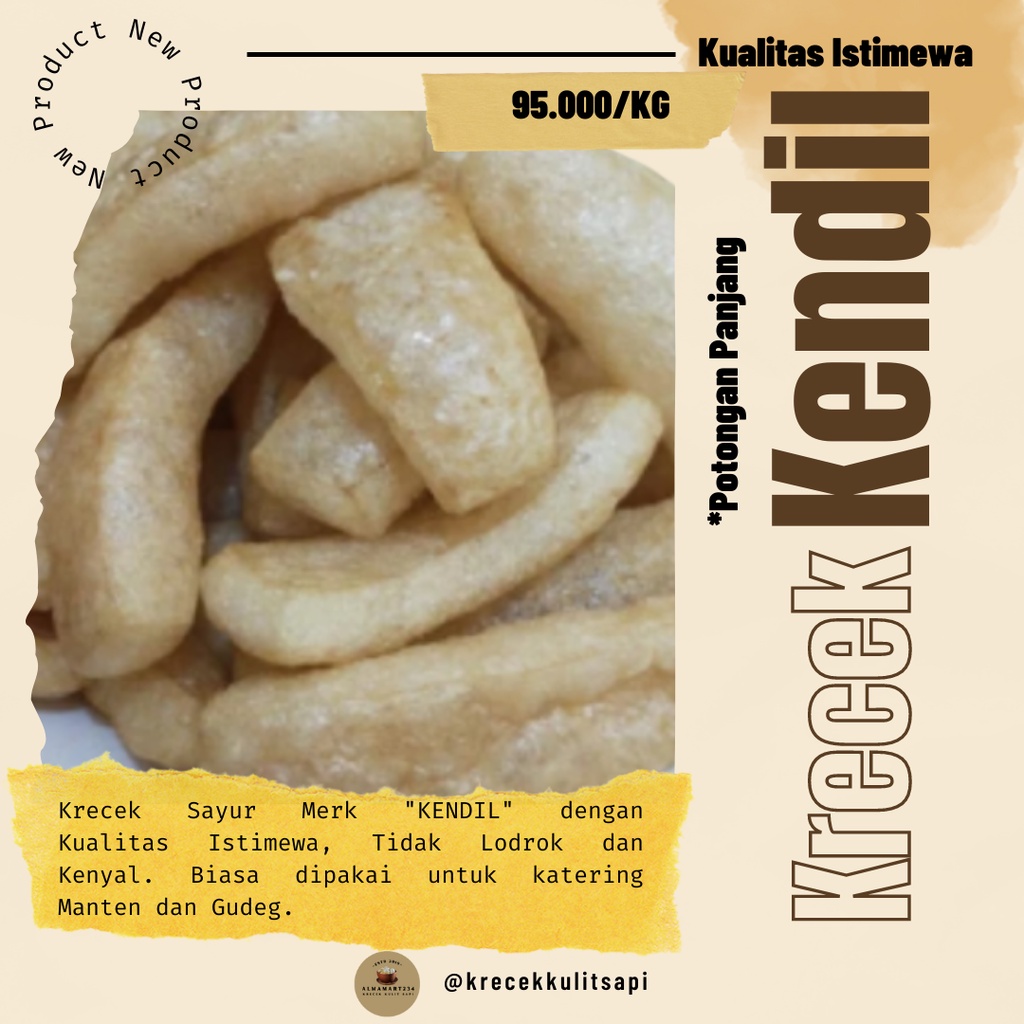 

Krecek Kulit Sapi/ Rambak Sayur/ Krecek Sayur Merk Kendil Kualitas Istimewa (100 gram)