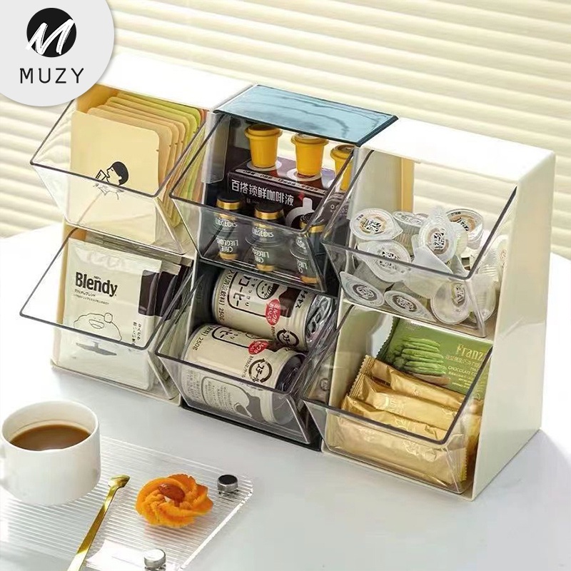 MUZY Rak Meja Kerja Minimalis Rak Transparan Lipat Kotak Laci Mini Rak serbaguna Kotak Dapur Serbagu