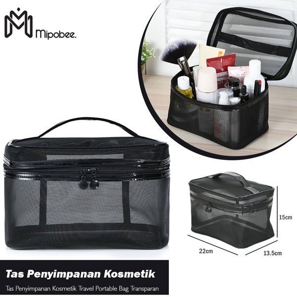Mipobee Tas Penyimpanan Kosmetik Travel Portable Bag Transparan - Black