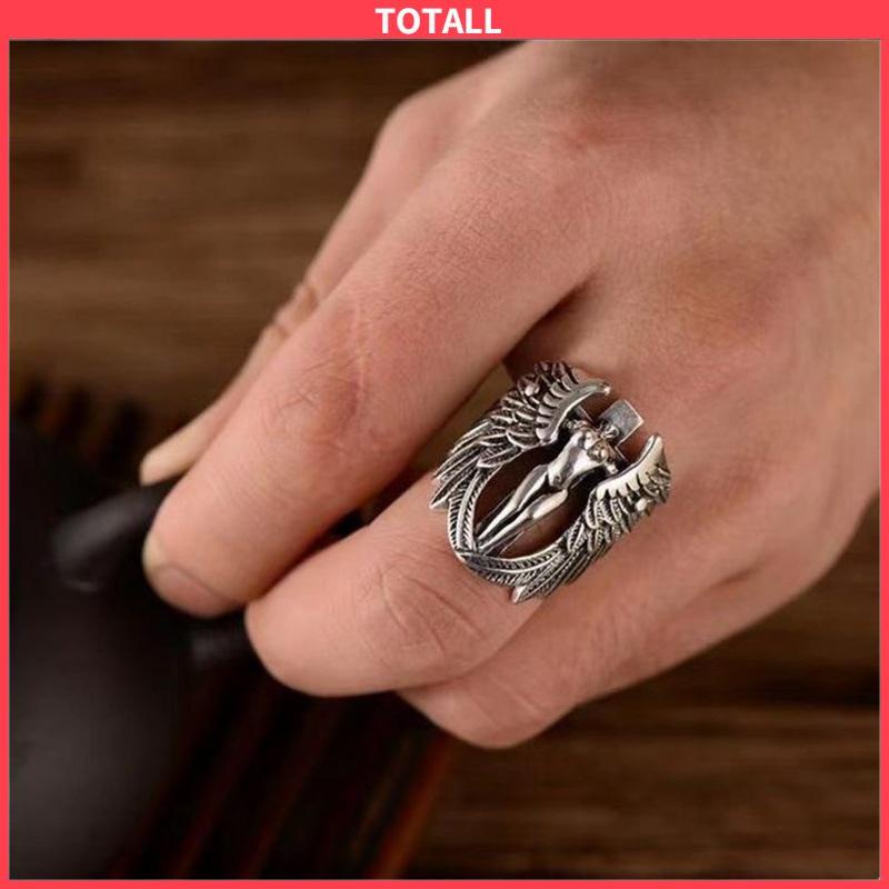 COD Cincin punk perak antik yang dipersonalisasi Pria aksesori fashion Korea-Totall