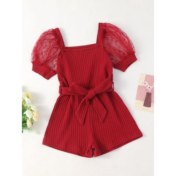 Jumpsuit Cleopatra Belt Outfit Solid Colour Baby Clothes 2-4 tahun