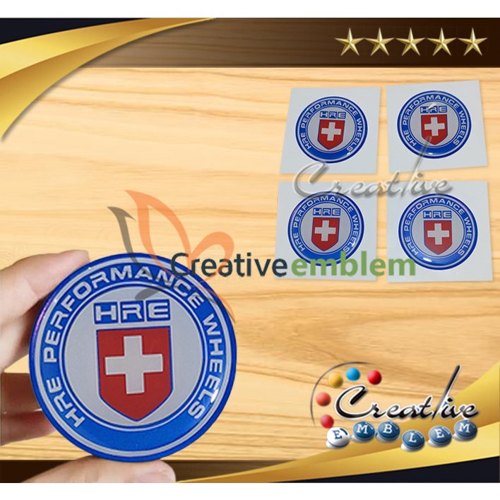 Sticker Timbul Tutup Dop Velg HRE PERFORMANCE WHEEL 4 Pcs