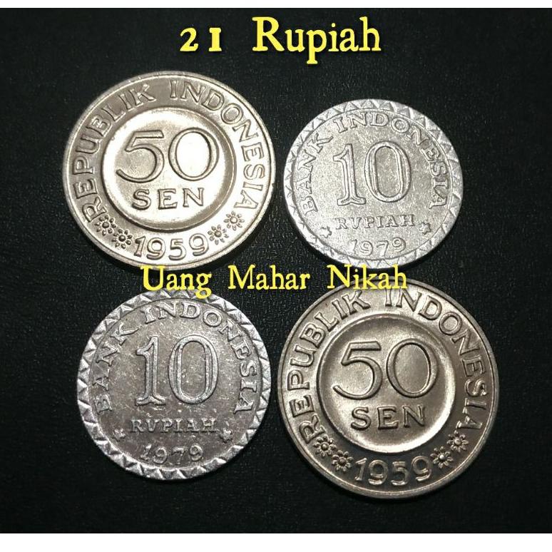 ☐ Mahar Nikah 21 Rupiah / 21 Perak Asli Uang Kuno Indonesia ヘ