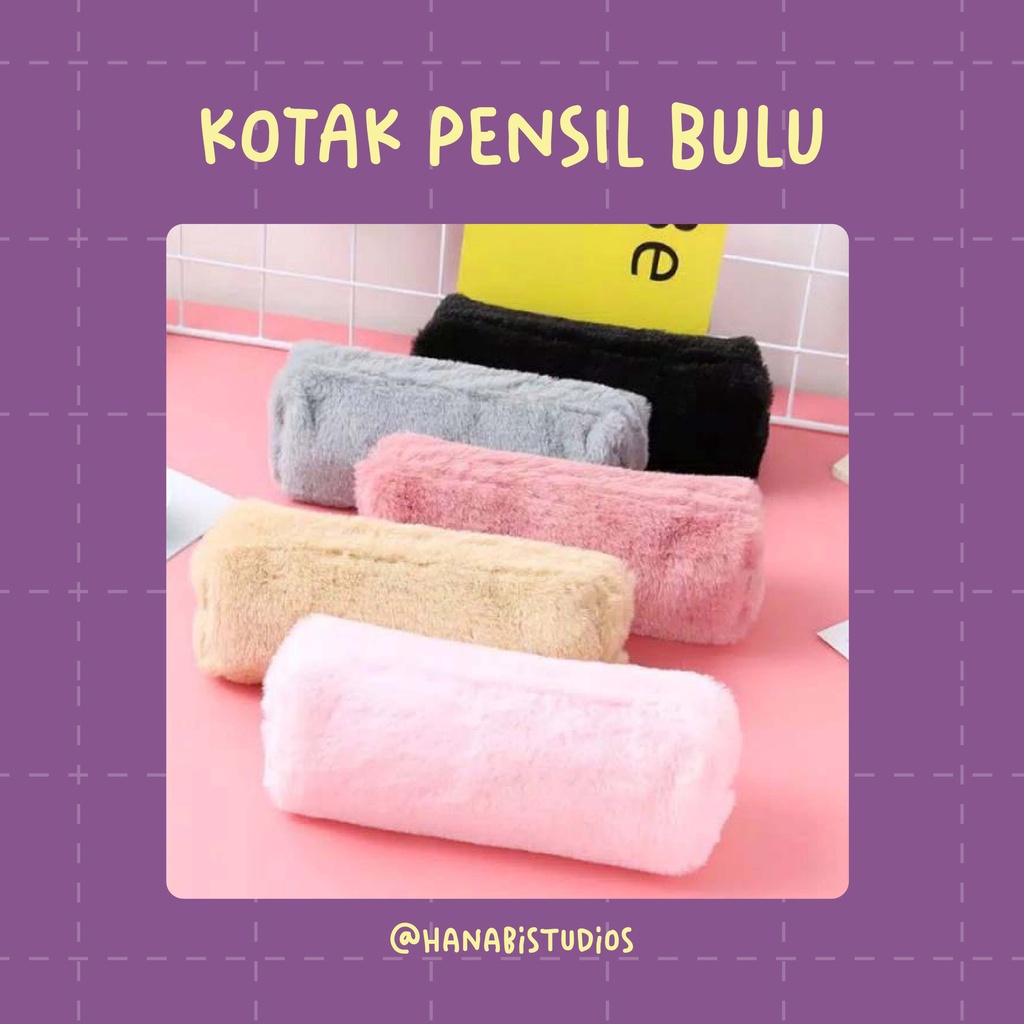 KOTAK PENSIL BULU / PENCIL CASE FUR MODEL KOREA