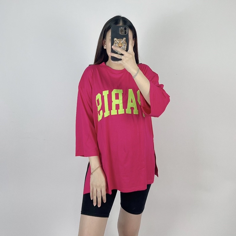 Kaos Oversize Slit Samping Prs / Kaos Jumbo Lengan 7/8