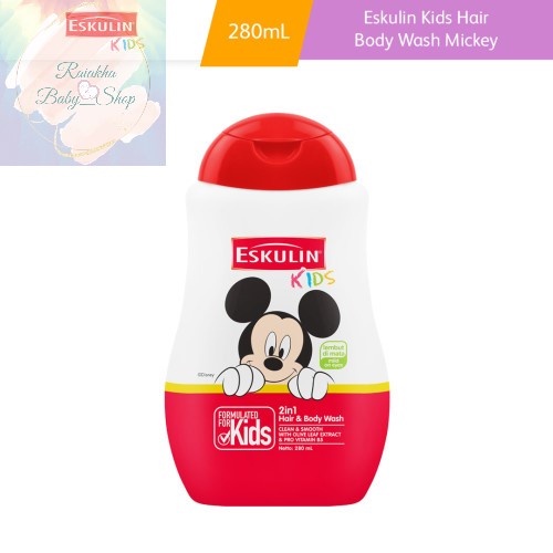 Eskulin Kids Hair Body Wash Mickey Bottle 280ml