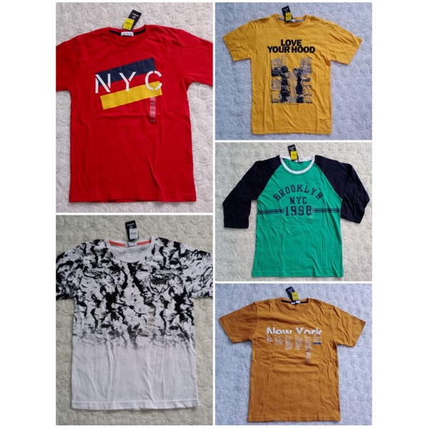 Nevada 11 12 tahun kaos anak laki-laki remaja cowok katun lengan pendek kuning merah branded brand m