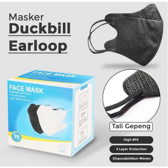 Masker Duckbill Isi 50 Pcs 3 Ply  Mask Earloop Masker Kesehatan