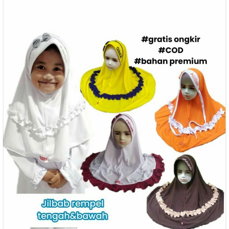 Jilbab anak  nama/jilbab anak/jilbab bergo/jilbab anak perempuan/ jilbab instan/ jilbab bergo/ jilba