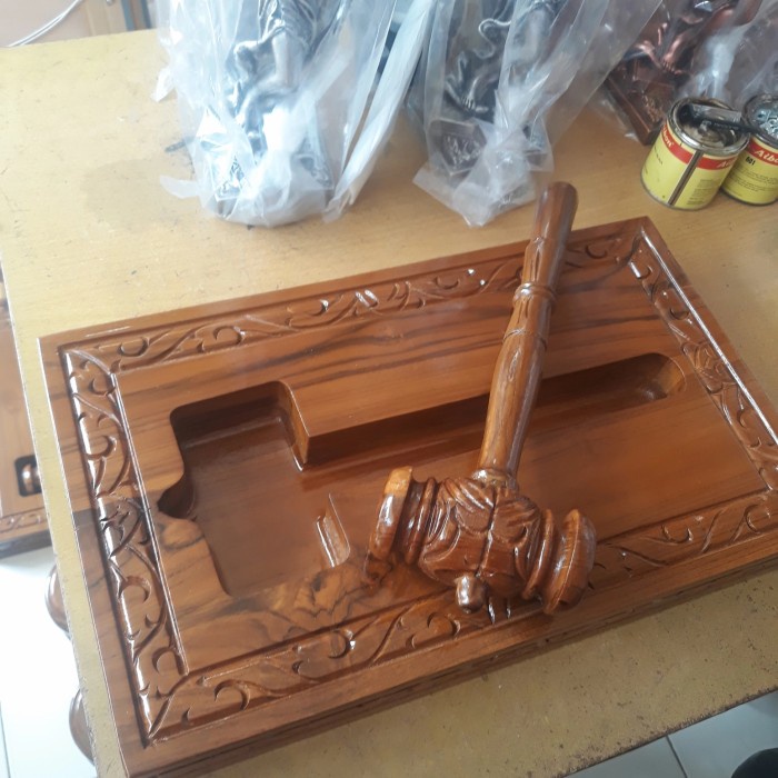 palu sidang pengadilan ukiran kayu jati