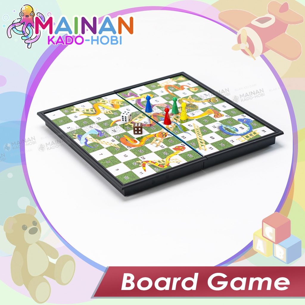 MAINAN ANAK EDUKASI CATUR LUDO ULAR TANGGA MAGNETIC FOLDING BOARD GAME TOYS