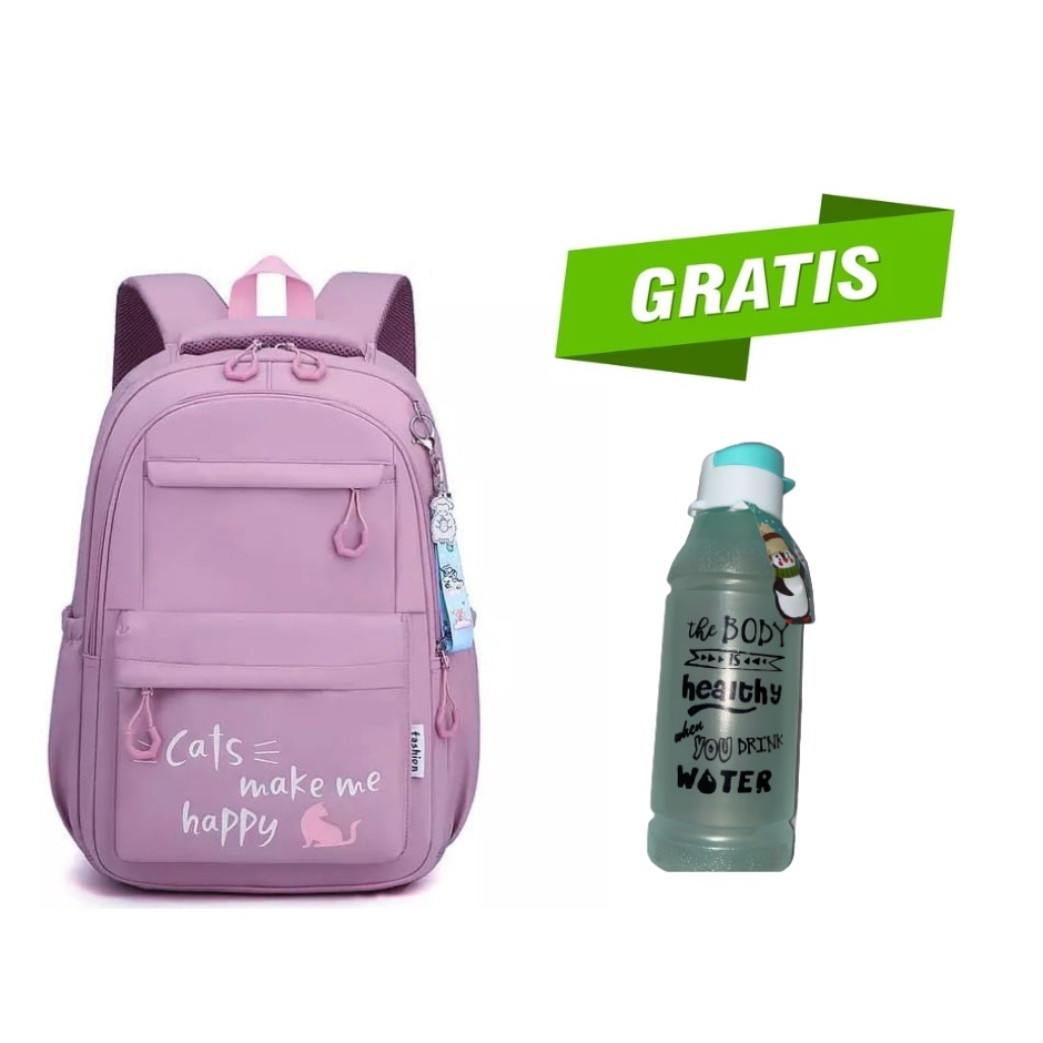 ARMELIA SHOP - Tas Sekolah Anak Perempuan SMP SMA Ransel Wanita Premium Backpack Besar Free Botol Minuman