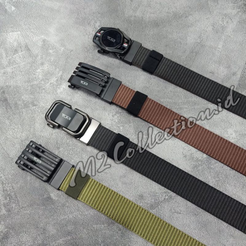 Ikat Pinggang Tumi Nylon Jepit Bolak Balik Gesper Belt Premium Quality