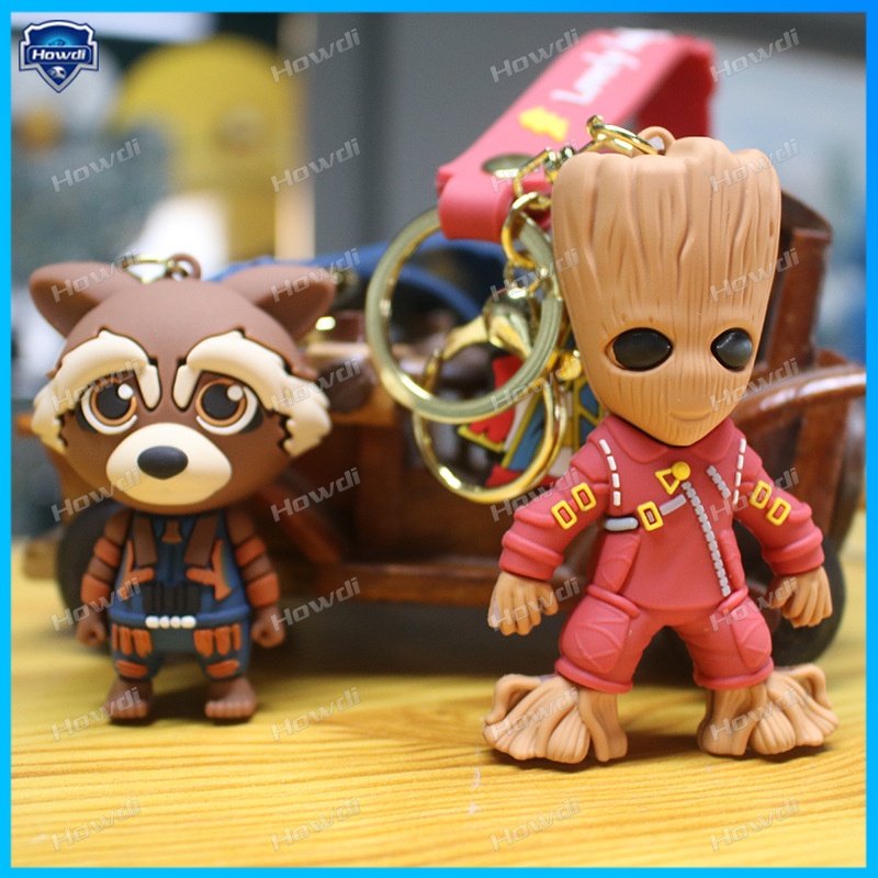 Gantungan Kunci Avenger Alliance Groot Tree Man Raccoon Keychain Animasi Liontin Gantungan Kunci Mobil