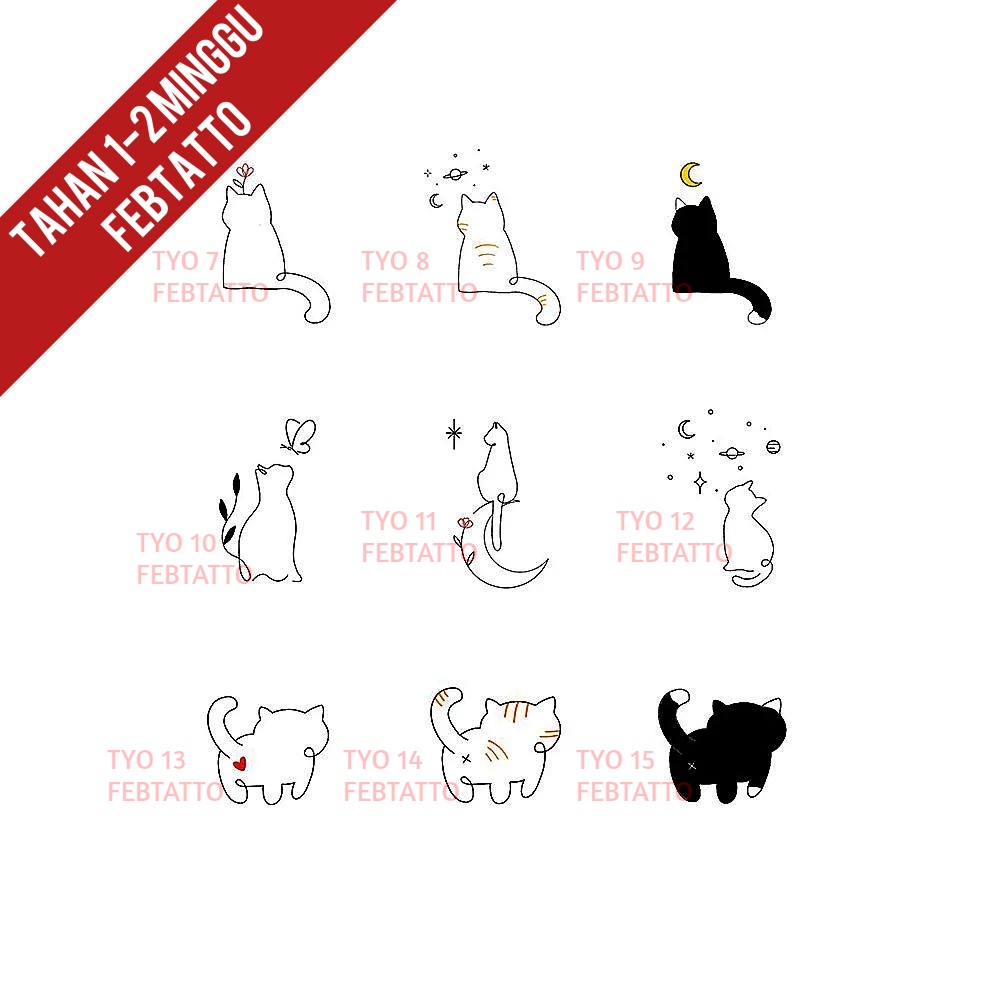 Tato Temporer tato kucing planet bunga stiker Tato - TYO 7-15