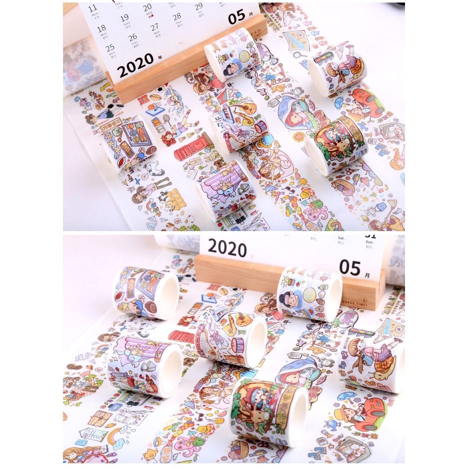 Washitape Masking Tape Selotip Kertas Motif Momo Karakter Kartun Lucu Model Korea Jepang Aesthetic Untuk Hias buku Journal Diary Harian Memo Scraping Book HP Tempat Pensil ATK  @banyak