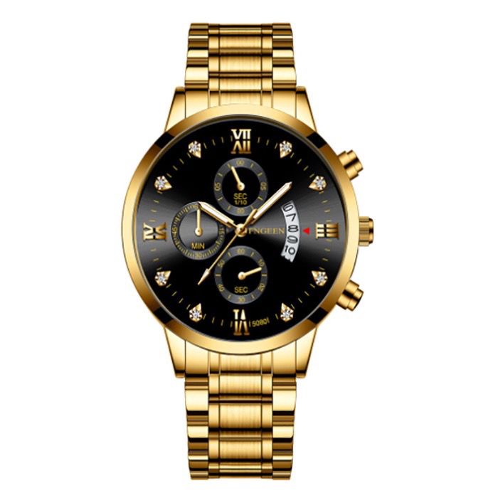 Jam Tangan Pria Kronograf Stainless Motif Romawi Tahan Air