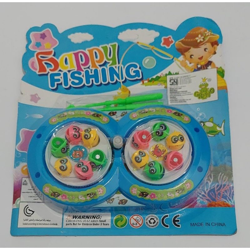 Mainan Anak Pancingan Ikan Magnet Putar 2 Kolam Happy Fishing