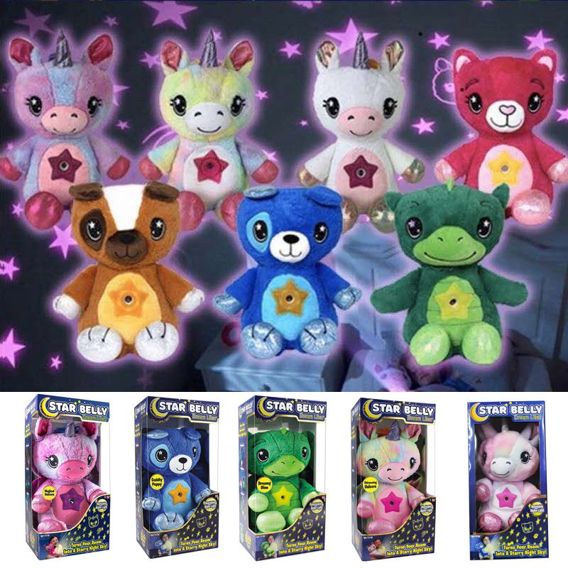 Star Belly Dream Lites Lampu Boneka Mewah Bintang Tidur Proyektor Mainan Hadiah Glowing