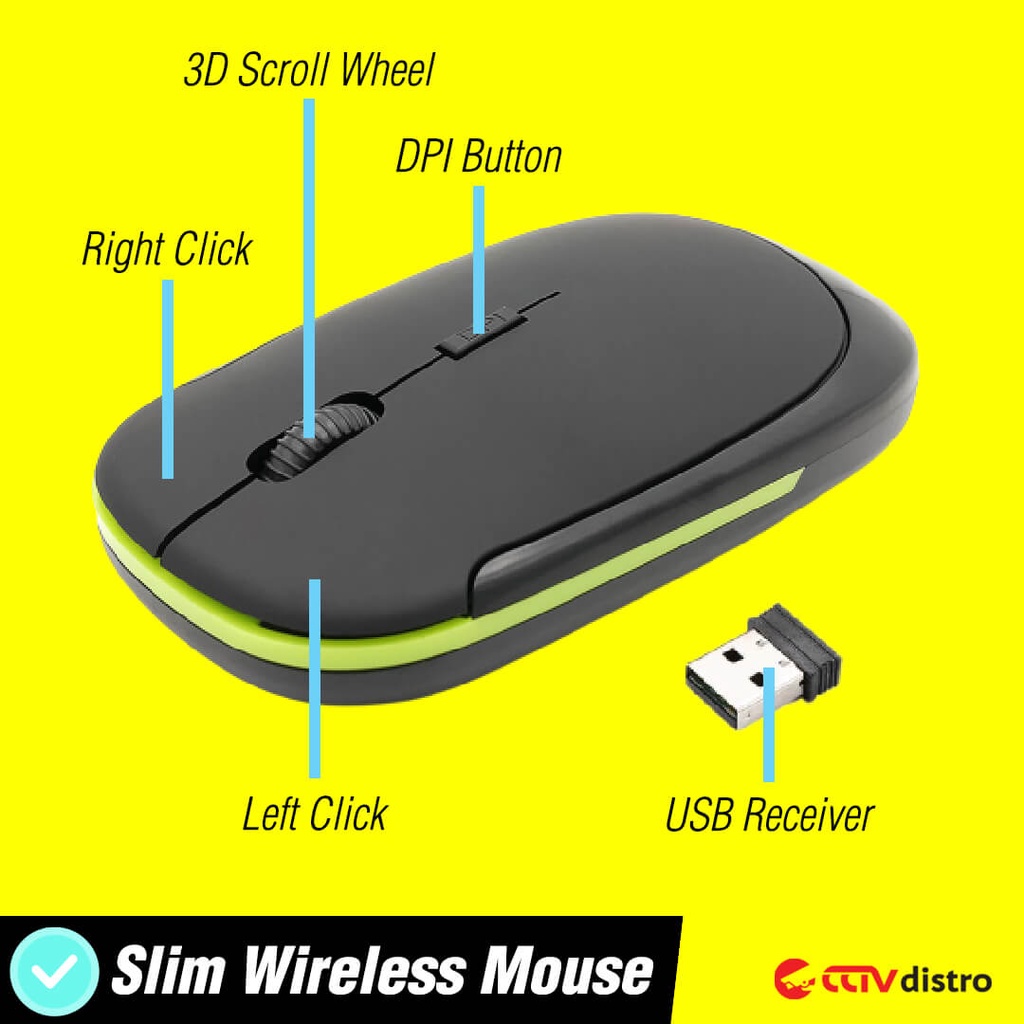 W101 Mouse Wireless Laptop Komputer Tanpa Kabel 1600DPI Portable Murah Mose Wireles Garansi 1 Bulan