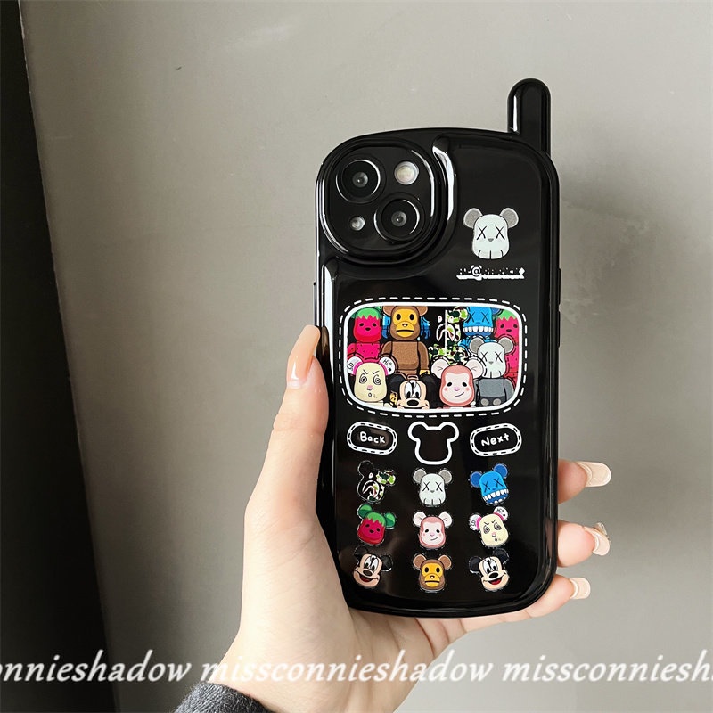 IPHONE Soft Case Kompatibel Untuk Iphone7 8 Plus 11 12 13 14 Pro MAX XR X XS MAX SE 2020trendy Merek Pasang Lucu Beruang Kekerasan Retro Vintage Kepribadian Ponsel Bentuk Ponsel Bantalan Udara Case