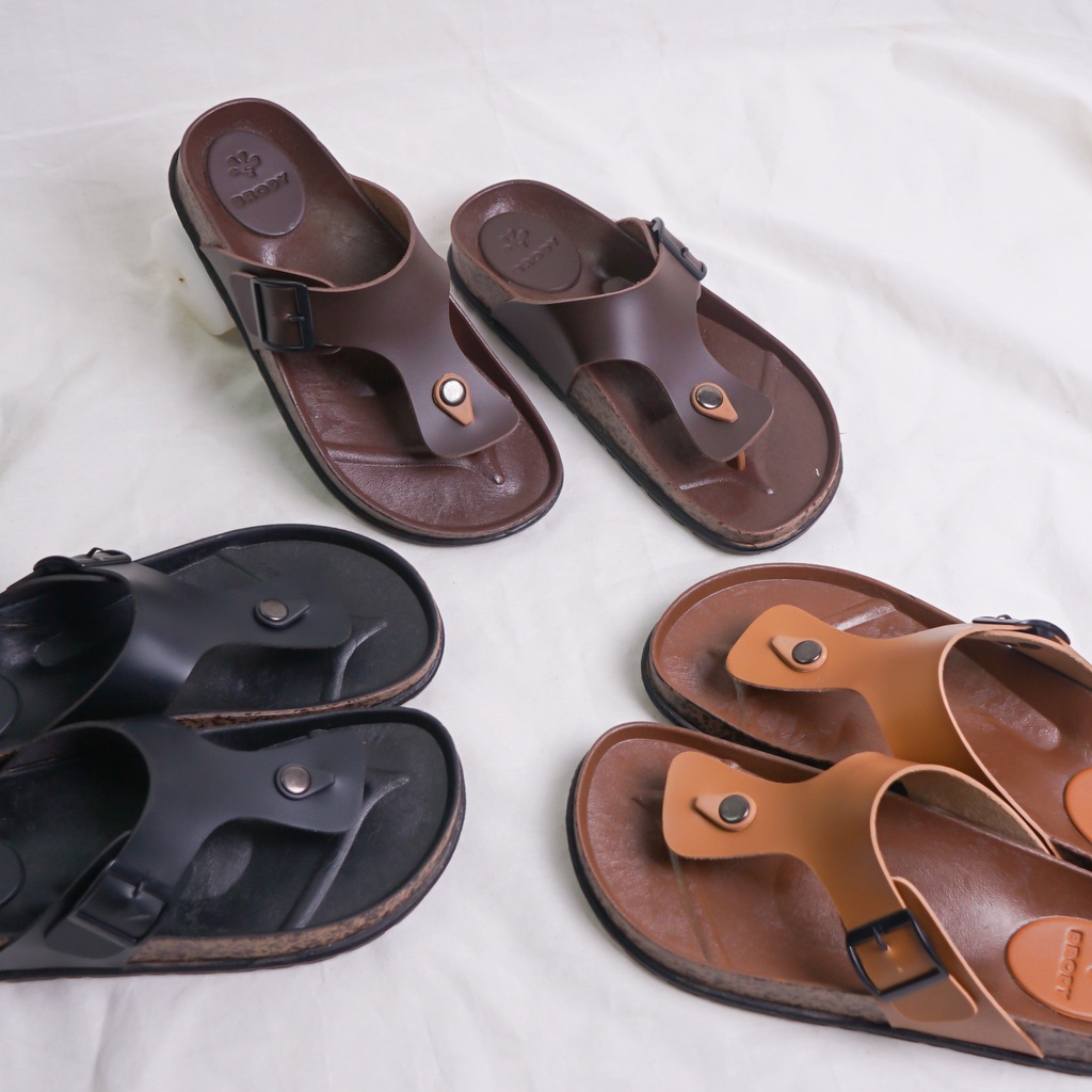SARASARA YUK - Sandal Pria Jepit Casual Model Puyuh Birken BRODY BOXER ALL COLOR Sendal Laki laki japit Gesper Kasual Kulit Rumahan Size 38 39 40 41 42 43 Ori Original Cowok Warna Hitam Black Brown Cokelat Mocca Terbaru Premium Ori Mall Official Store